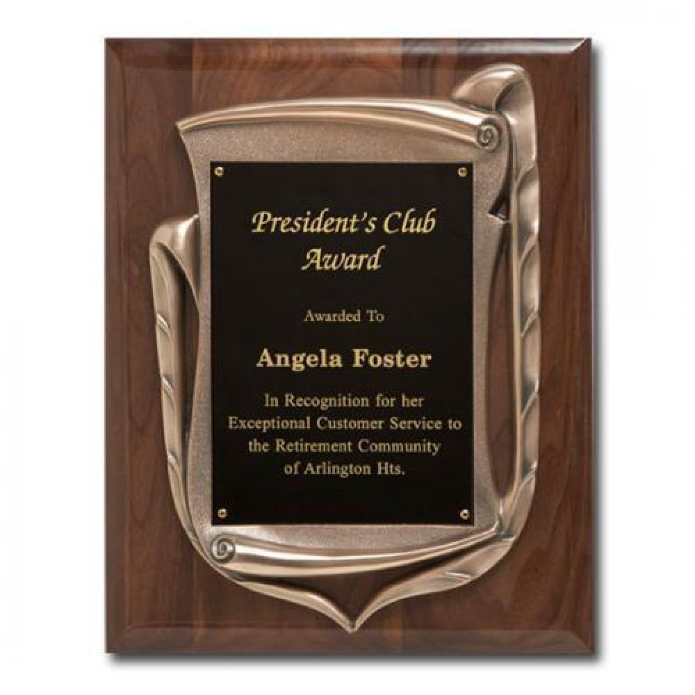 Antique Bronze Frame with walnut plaque — 10-1/2" x 13"