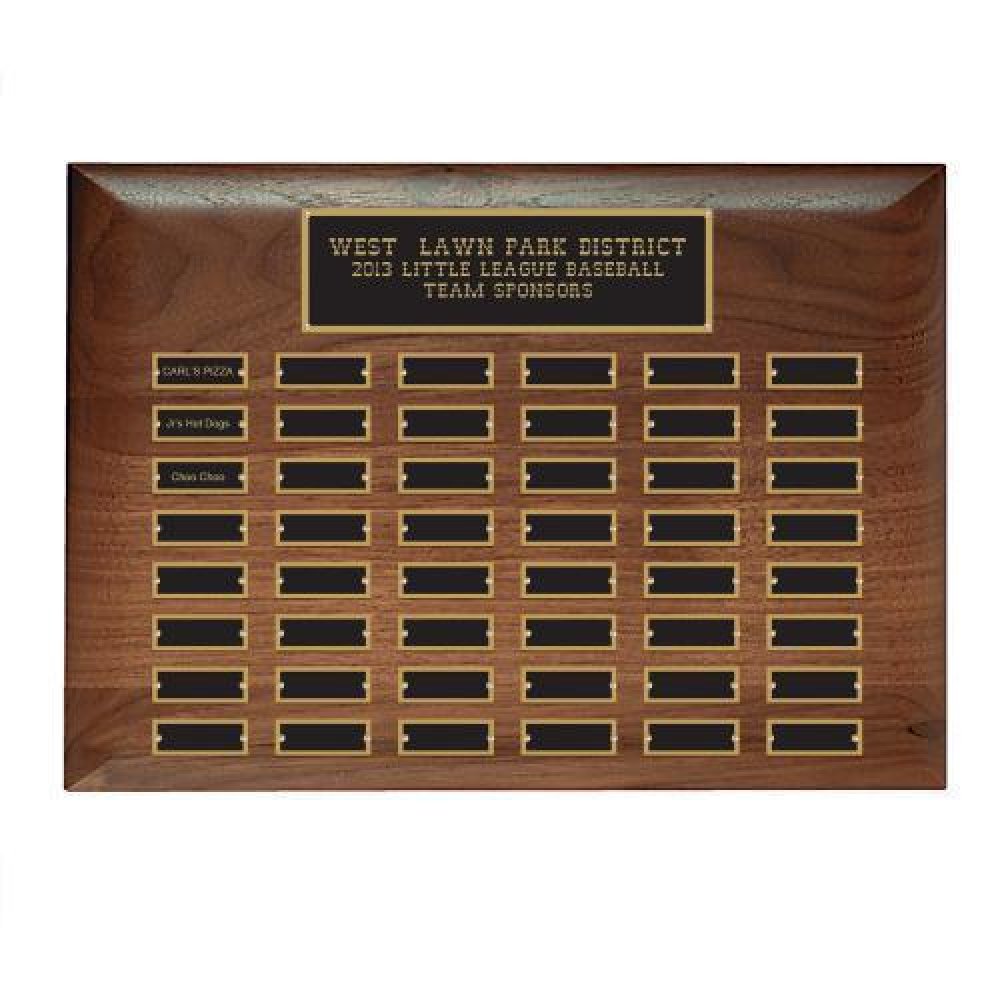 Walnut Perpetual Plaques — 36 Plates, 15" x 21"