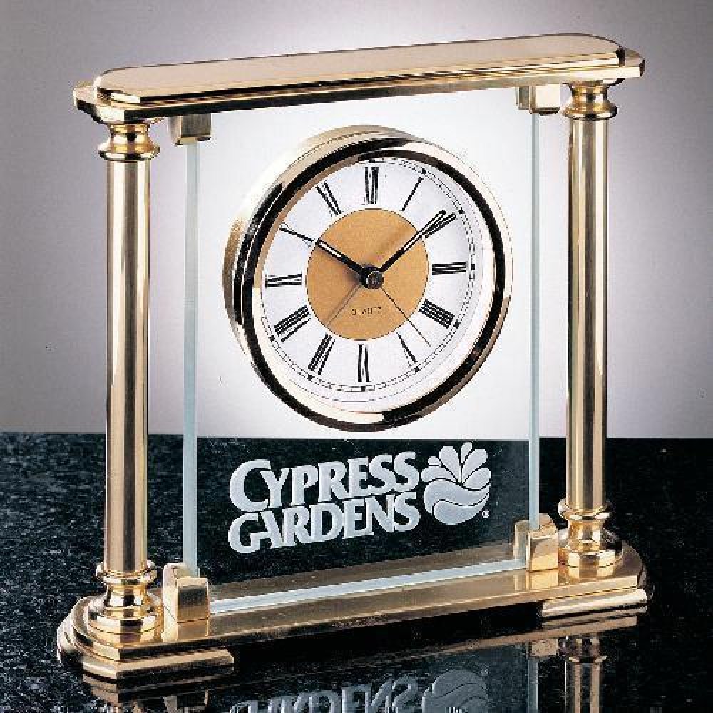 Glass Mantel Clock — 7 1/2" x 63/4"