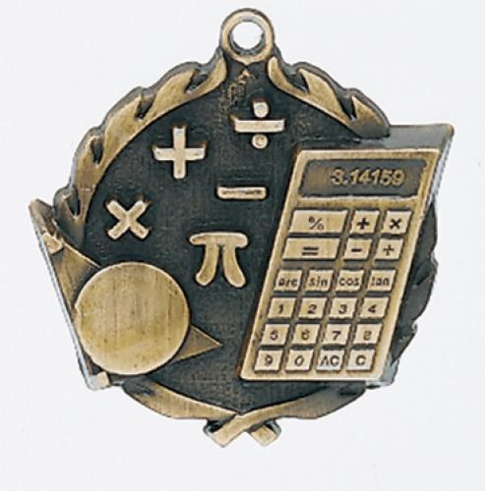 Wreath Medal -Math — Silver 1 3/4"