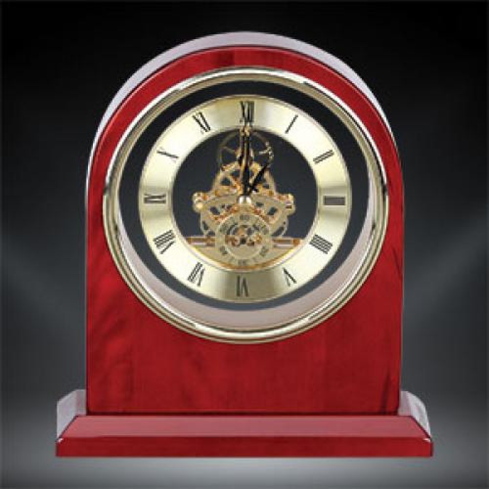 Plymouth Rosewood Piano Finish Desktop Clock — Rosewood 8"