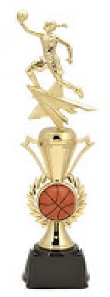 All Star Trophy With Riser -Basketball Female — 14" tall