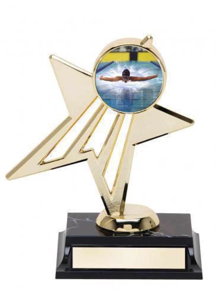 Stars Trophy with Mylar -Swimming — Swimming Star Mylar 7 1/2"