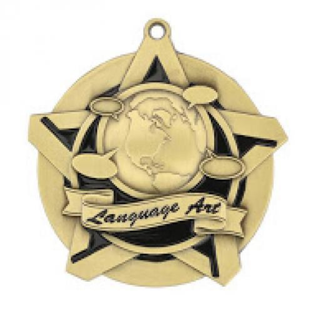 Super Star Medal -Language Arts — Bronze 2 1/4"