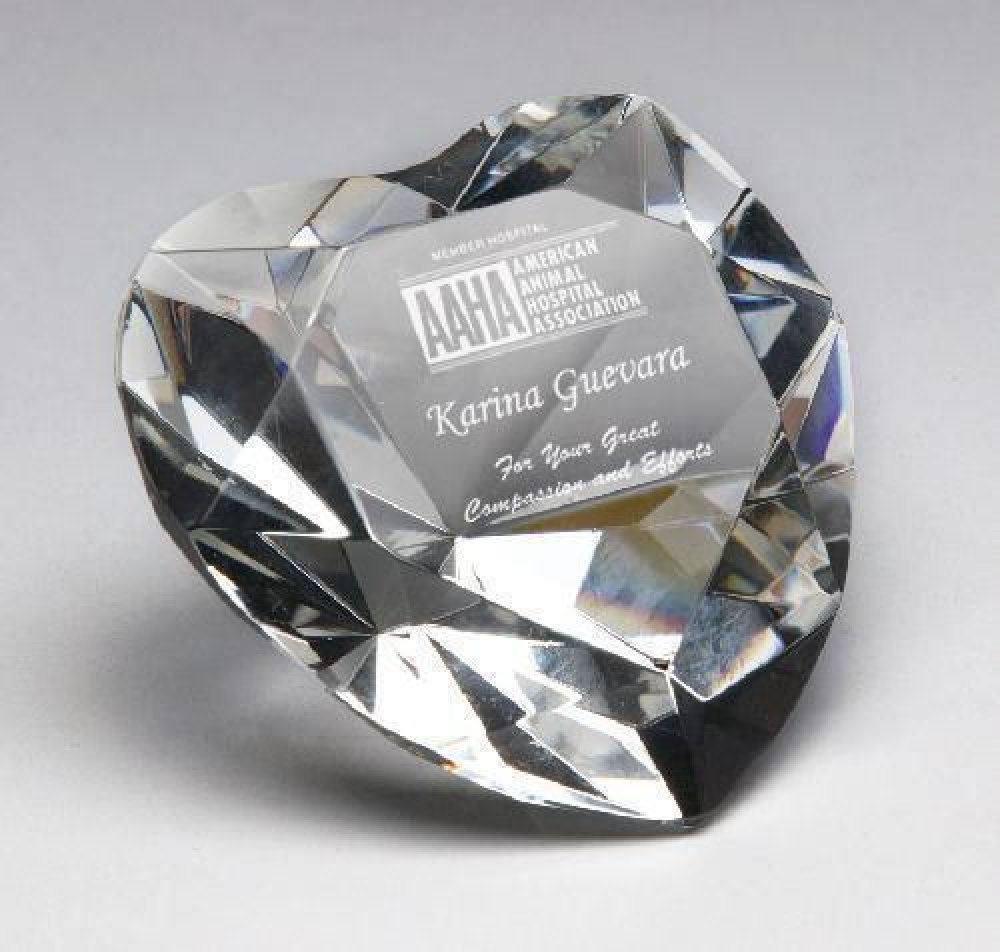 Corporate Crystal Heart Desk Accessory — Crystal Heart - 3"