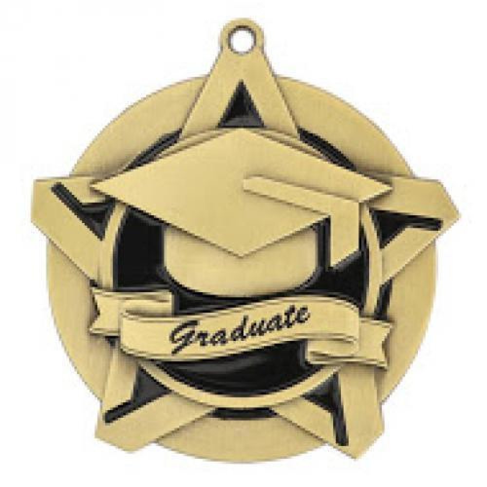 Super Star Medal -Graduate — Gold 2 1/4"