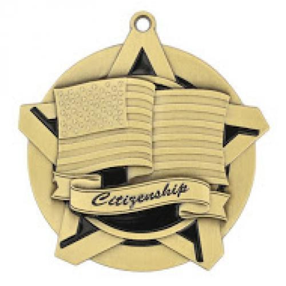 Super Star Medal -Citizenship — Gold 2 1/4"