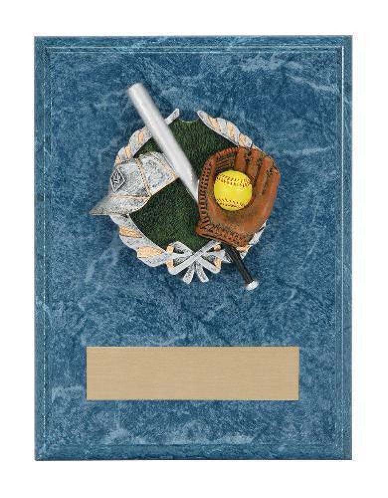 Softball Resin Plaque Mount Award — Softball Plaque 6" X 8"