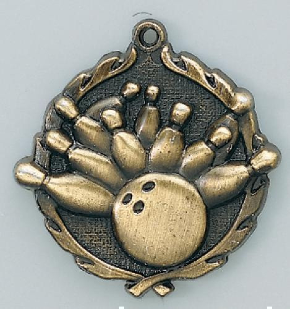 Wreath Medal -Bowling — Silver 1 3/4"