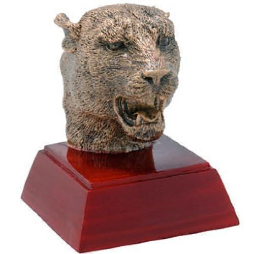 Resin Sculptures -Panther/Jaguar — Panther Mascot 4" (rosewood base)