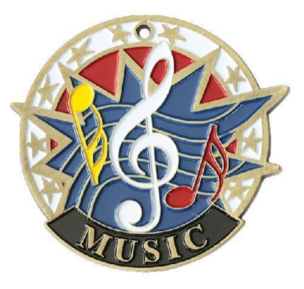 USA Sport Medals -Music — Silver 2 1/2"