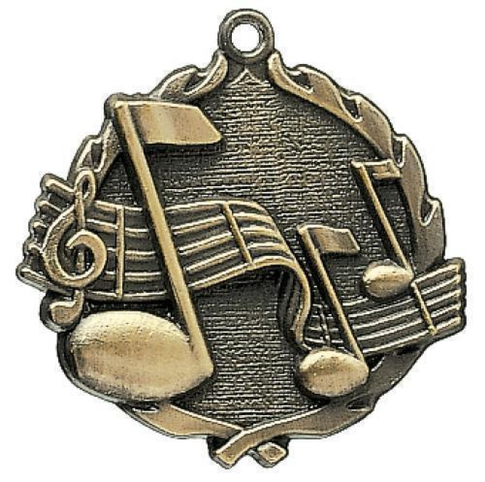 Wreath Medal -Music — Bronze 1 3/4"