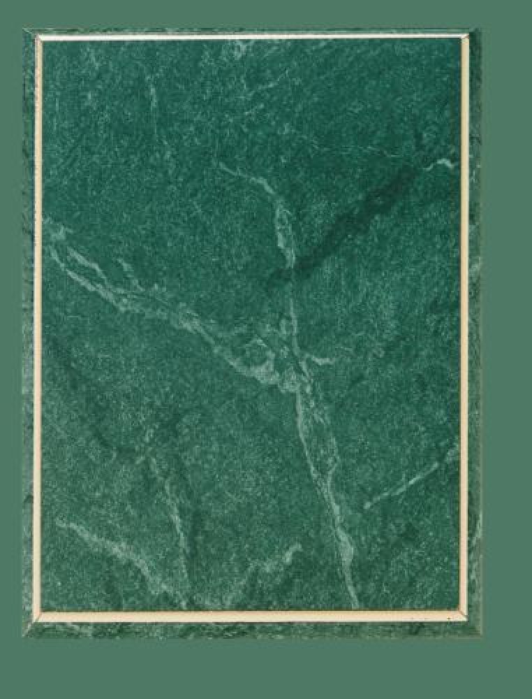 Colored Marble Step 'N Roll Edge with Gold Inlay Plaques — 10" X 13" Green Marble