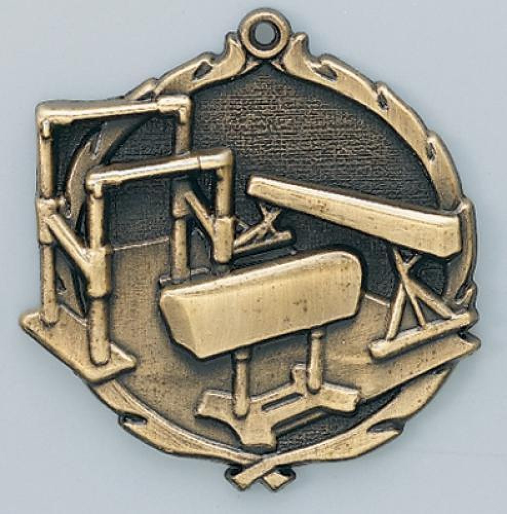 Wreath Medal -Gymnastics Female — Gold 2 1/2"