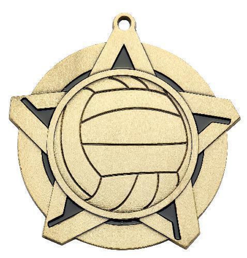 Super Star Medal -Volleyball — Gold 2 1/4"