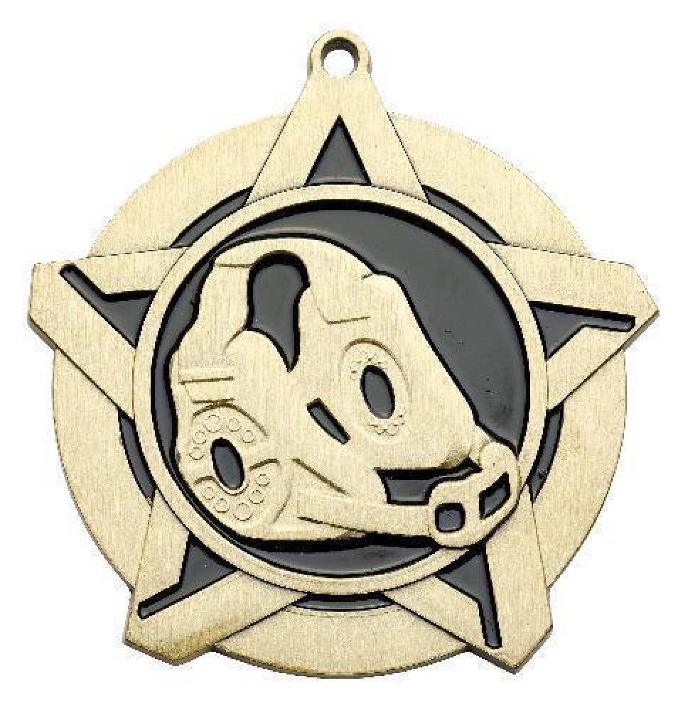 Super Star Medal -Wrestling — Gold 2 1/4"