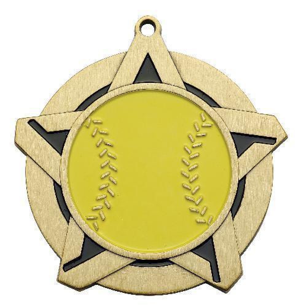 Super Star Medal -Softball — Gold 2 1/4"