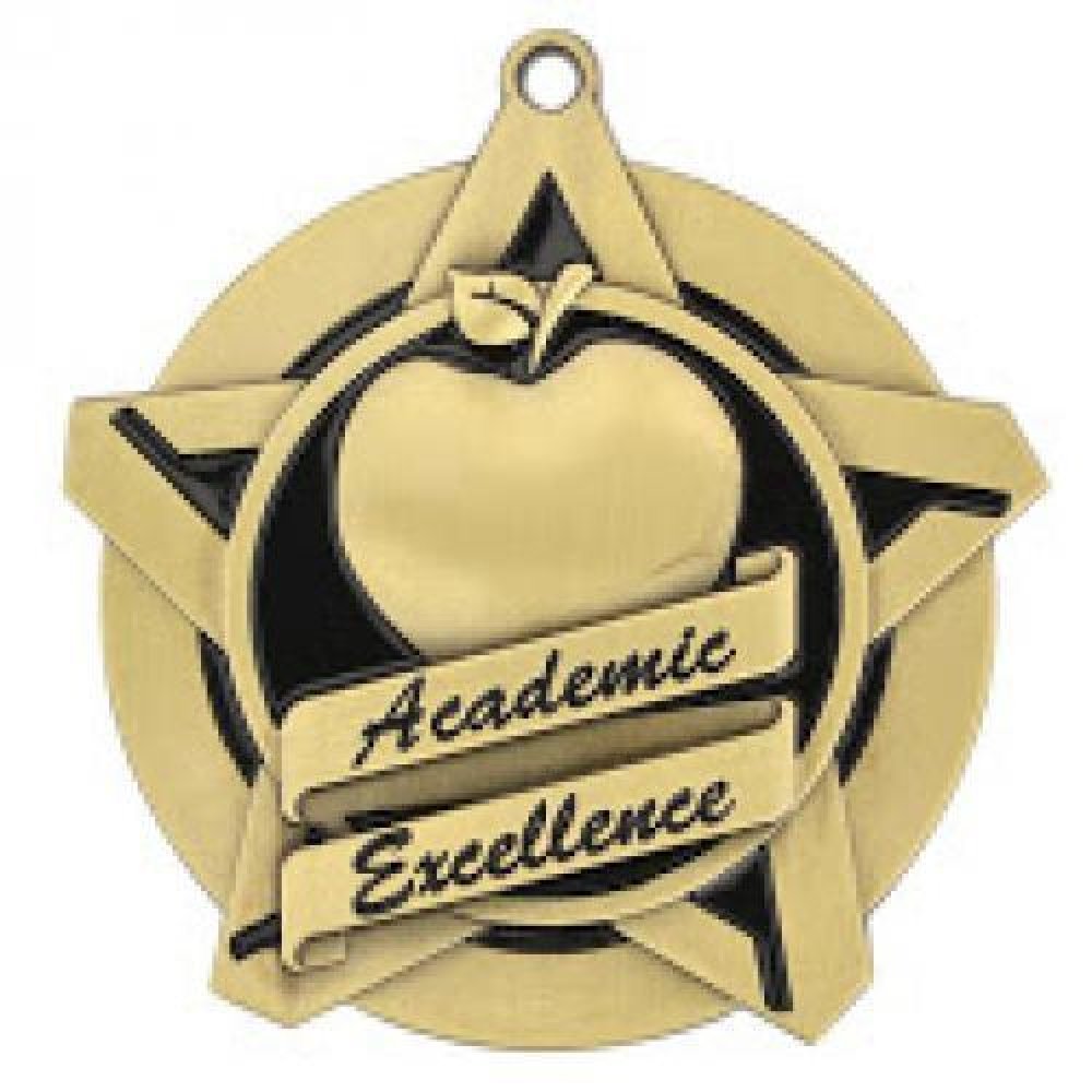 Super Star Medal -Academic Excellence — Bronze 2 1/4"