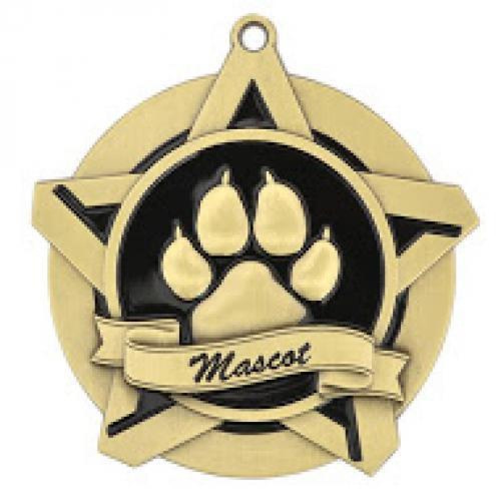 Super Star Medal -Mascot — Bronze 2 1/4"