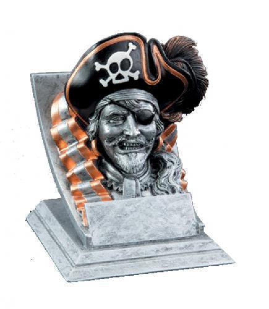 Mascot Resin Awards -Pirate — Pirate Head (rosewood base)
