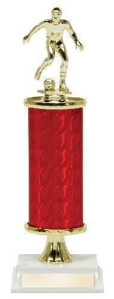 Single Oval Column Trophy -Soccer Male — Soccer Male Single Oval Column 13 1/2"