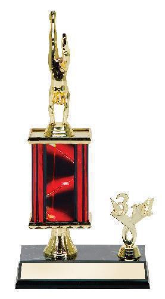 Single Column with Trim Trophy -Gymnastics Female — Gymnastics Female Single Column with Trim 12 3/4"