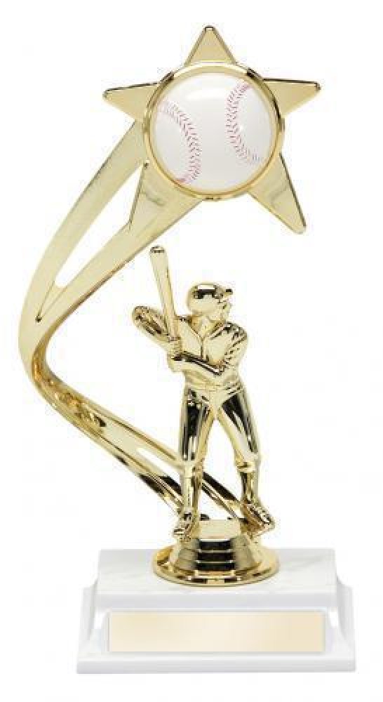 Stars Backdrop Trophy -Baseball — Baseball Backdrop 9 1/2"
