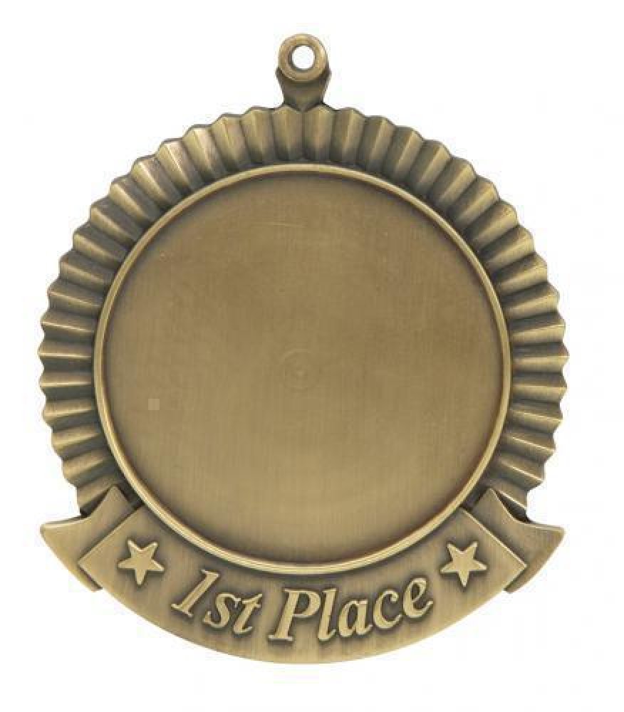 Star 1st Place Medal with Mylar — Gold 2 3/4" 1st Place Medal