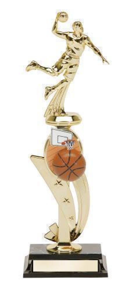 Action Trophy With Color Riser -Basketball Male — Basketball Action Male - 13"