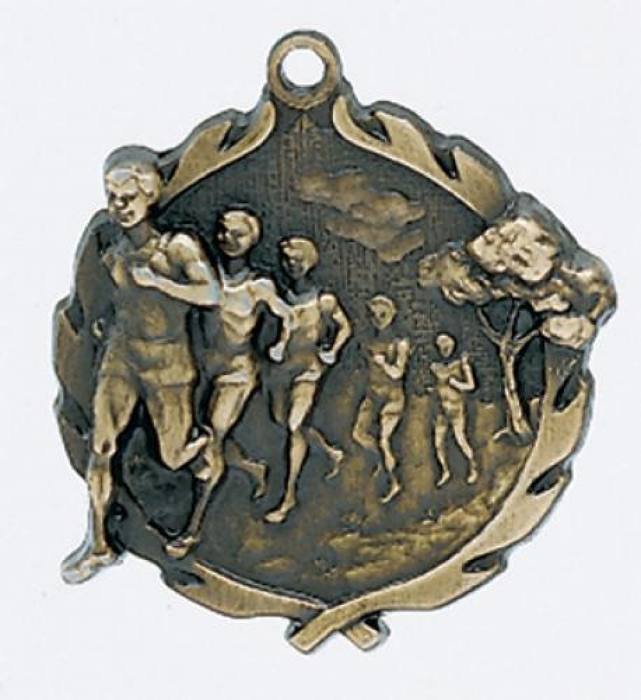 Wreath Medal -Cross Country Male — Gold 1 3/4"
