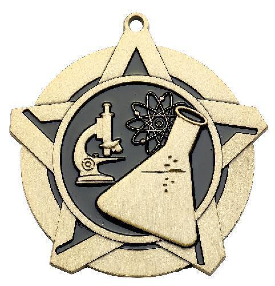 Super Star Medal -Science — Bronze 2 1/4"