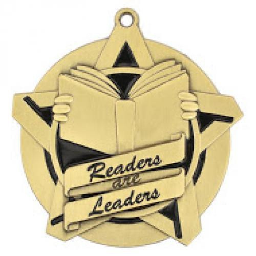 Super Star Medal -Readers and Leaders — Gold 2 1/4"
