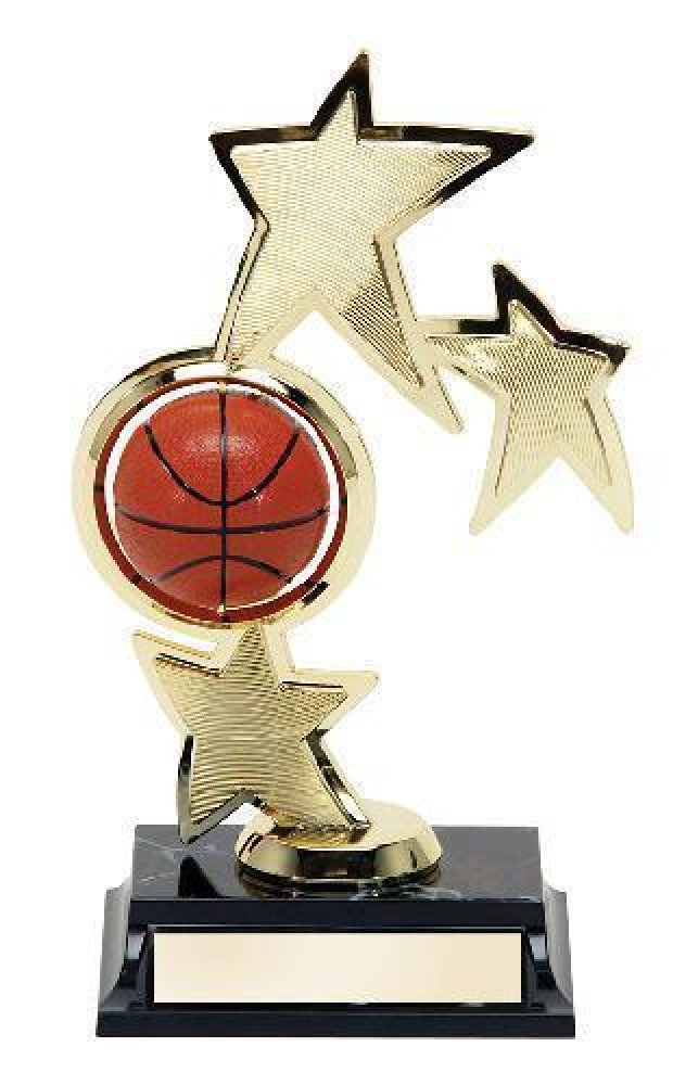 Shooting Star Spin Trophy -Basketball — 9" tall