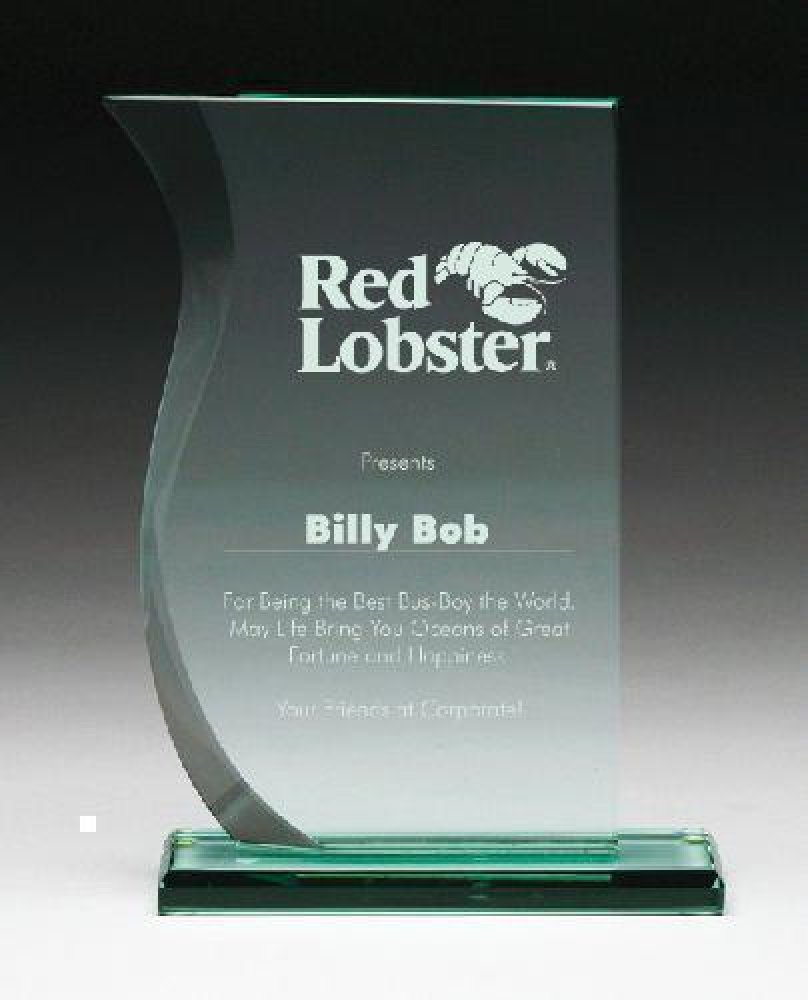 Corporate Wave Front Glass Award — 6 1/2" X 3/8"