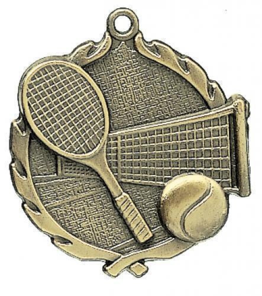 Wreath Medal -Tennis — Bronze 2 1/2"