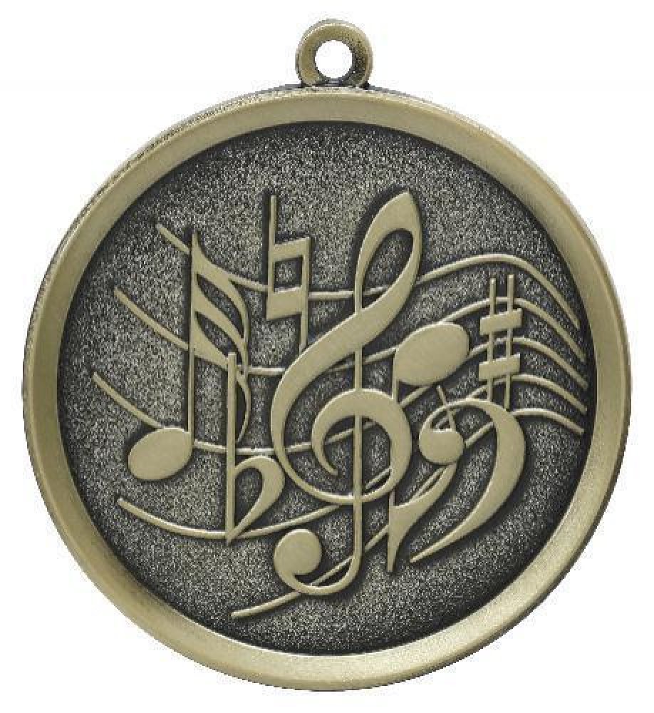 Mega Medals -Music — Gold 2 1/4"