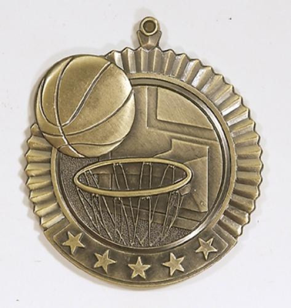 Star Medals -Basketball — Gold 2 3/4"