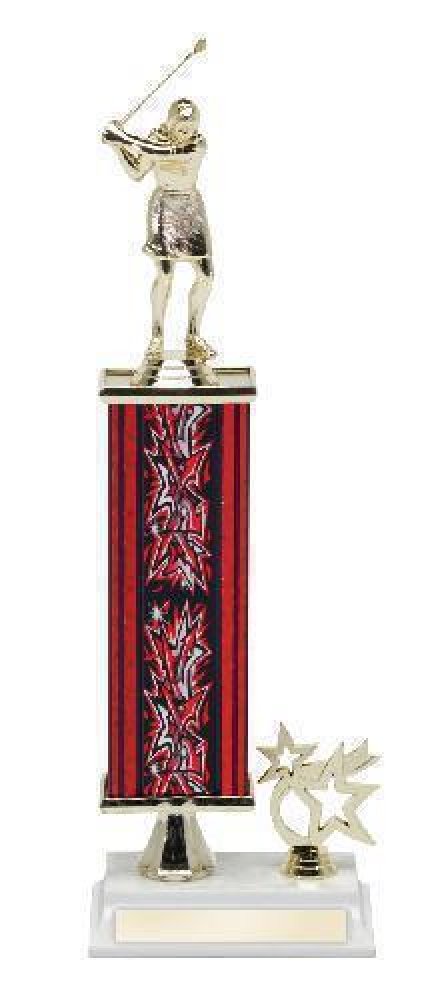 Single Column with Trim Trophy -Golfer Female — Golfer Female Single Column with Trim 16"