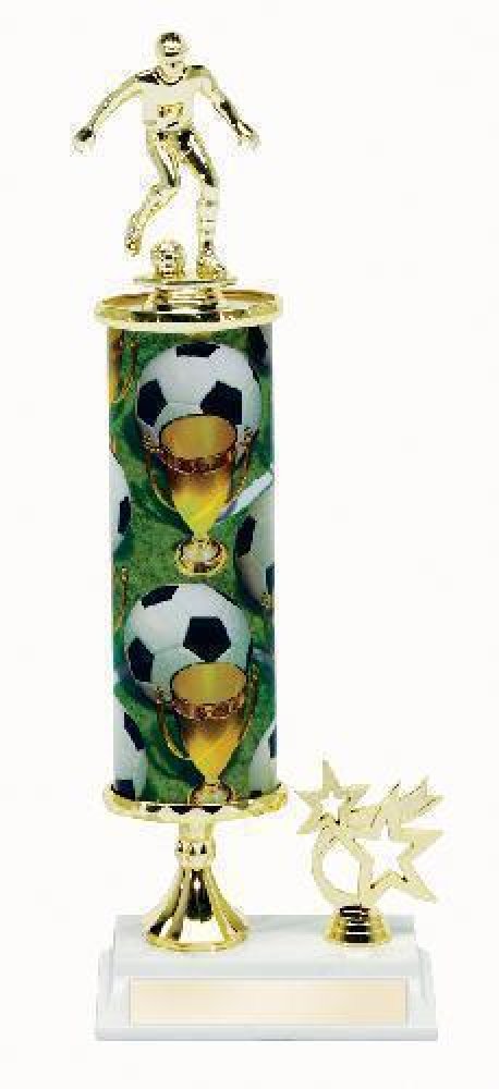 Single Column with Trim Trophy -Soccer — Soccer Single Column with Trim 16"