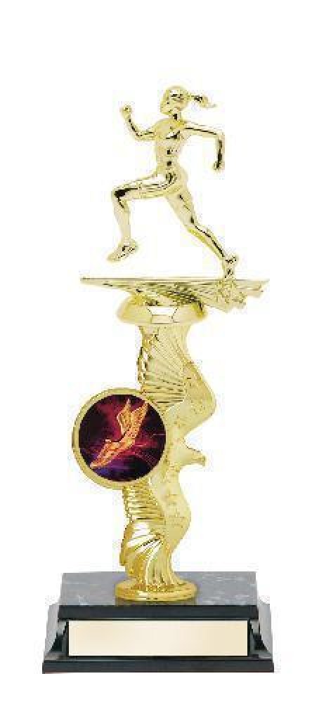 Figure on Mylar Holder Riser Award -Track Female — Track Female with Mylar Riser 12 3/4"