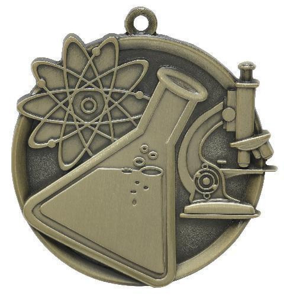 Mega Medals -Science — Gold 2 1/4"