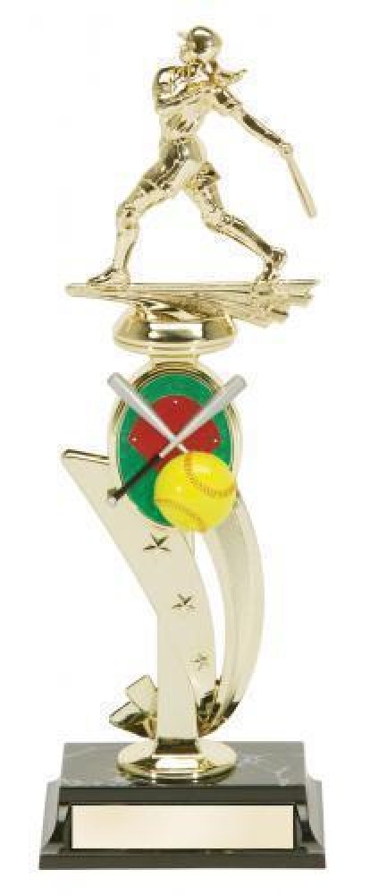 Action Trophy With Color Riser -Softball — Softball Action - 13"