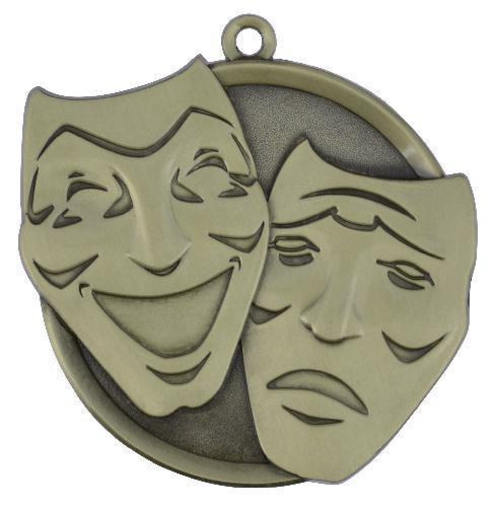 Mega Medals -Drama — Gold 2 1/4"