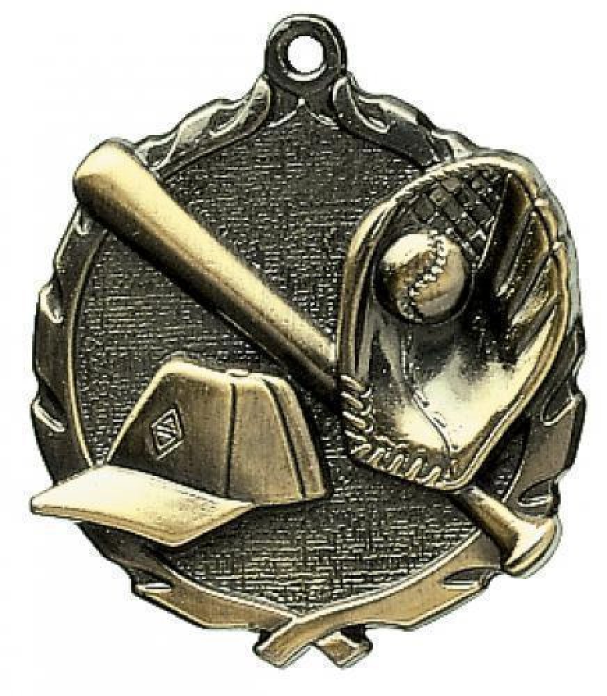 Wreath Medal -Baseball — Silver 1 3/4"