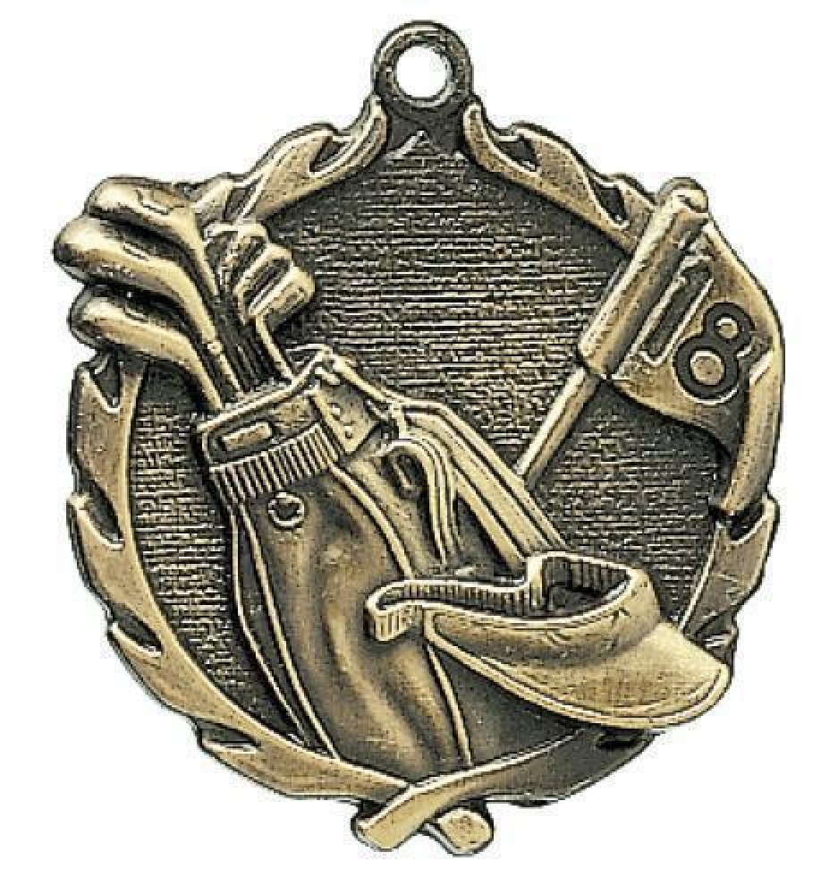Wreath Medal -Golf — Silver 2 1/2"
