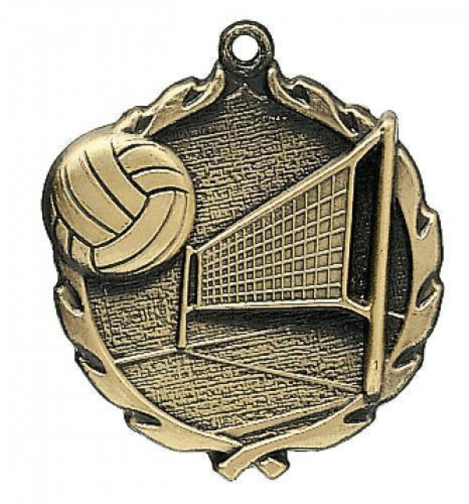 Wreath Medal -Volleyball — Gold 1 3/4"