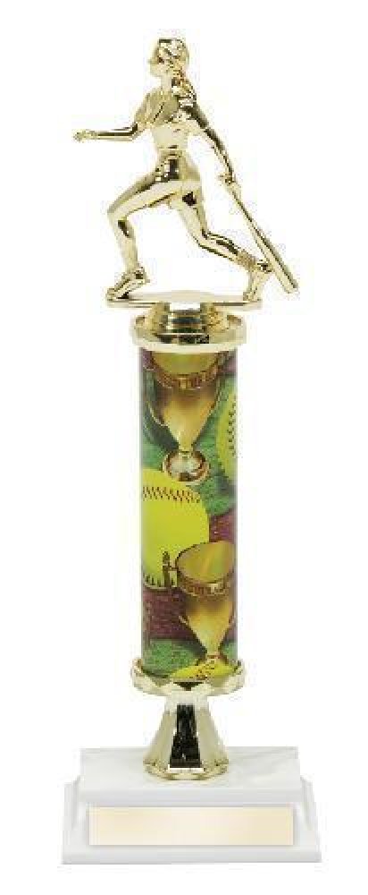 Single Column Trophy -Softball — Softball Female Single Column 13 3/4"