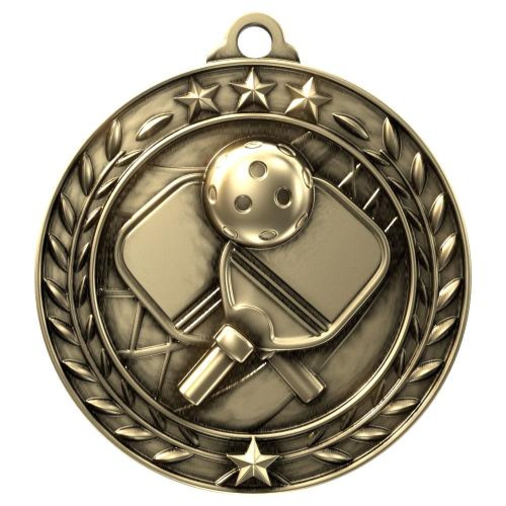 Wreath Award Medallion - Pickleball — 2 3/4" Antique Silver