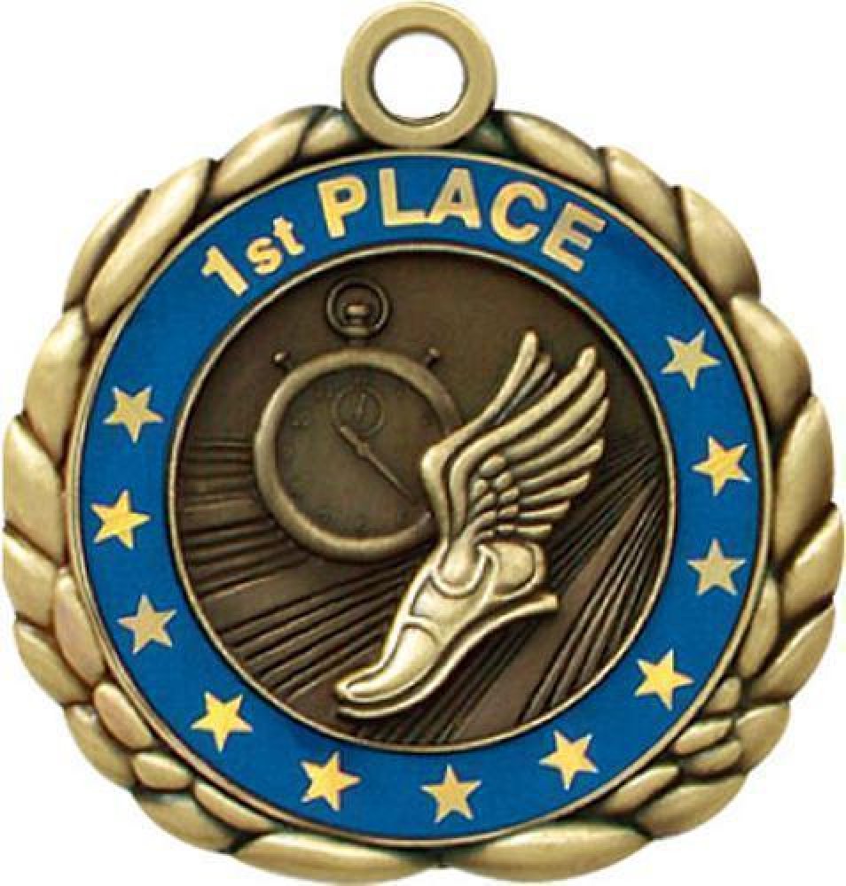 3D Die Cast Medal -Track — 12 1/2" - Gold