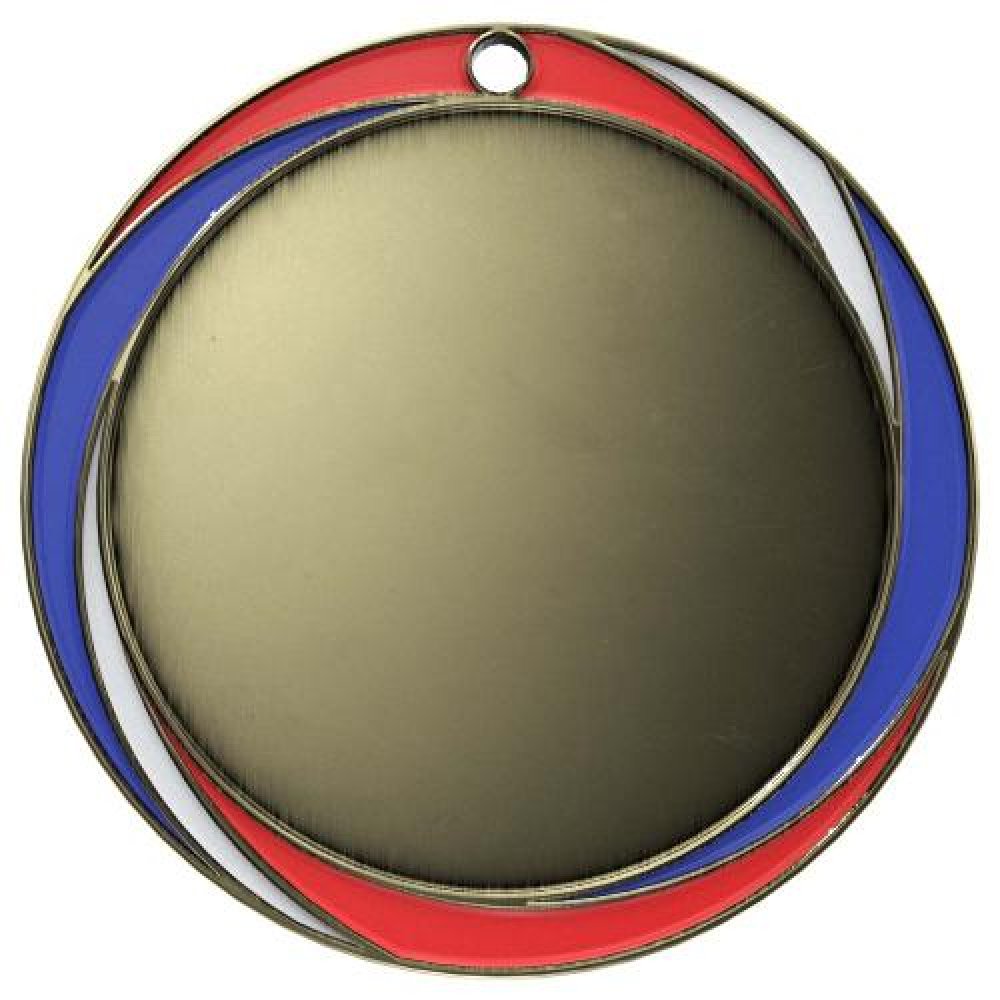 Red, White And Blue Swirl Insert Medal — 2 1/2" - Gold